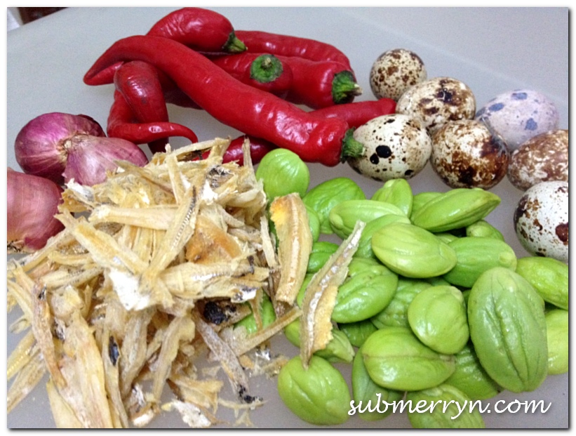 Sambal petai ikan bilis ingredients