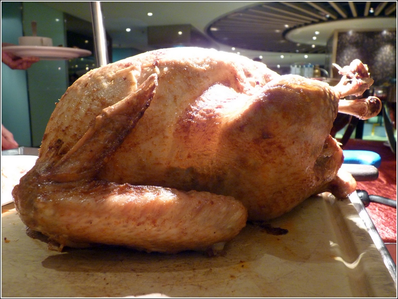 Roasted Whole Turkey with Chestnut Stuffing Served with Natural Glaze and Cranberry Sauce