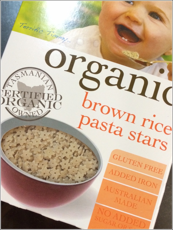 organic pasta with homemade chicken stock for babies