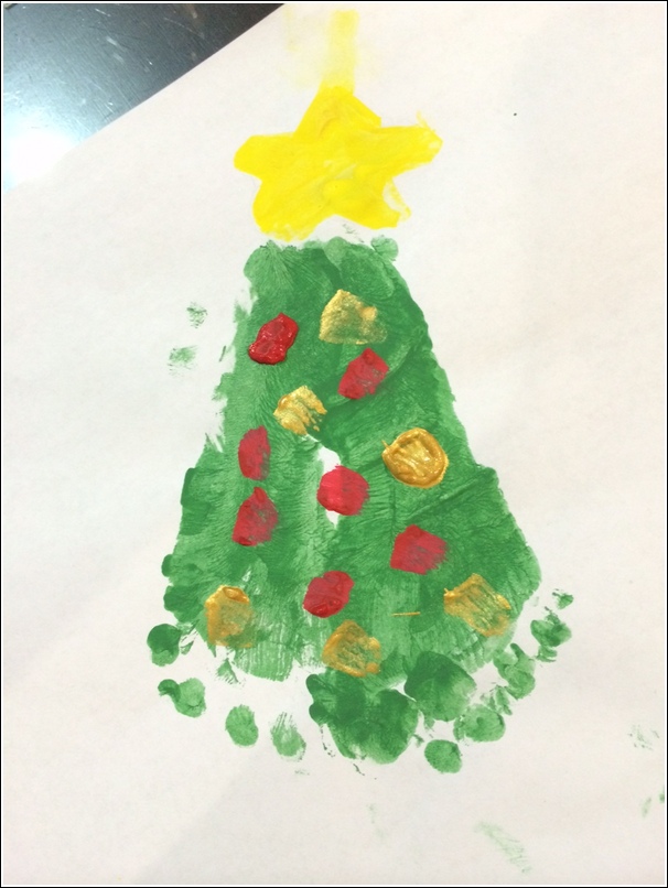 Footprint Christmas Tree art for kids