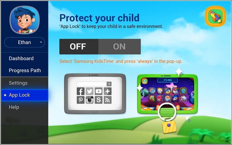 Samsung KidsTime Educational Apps Parental Lock