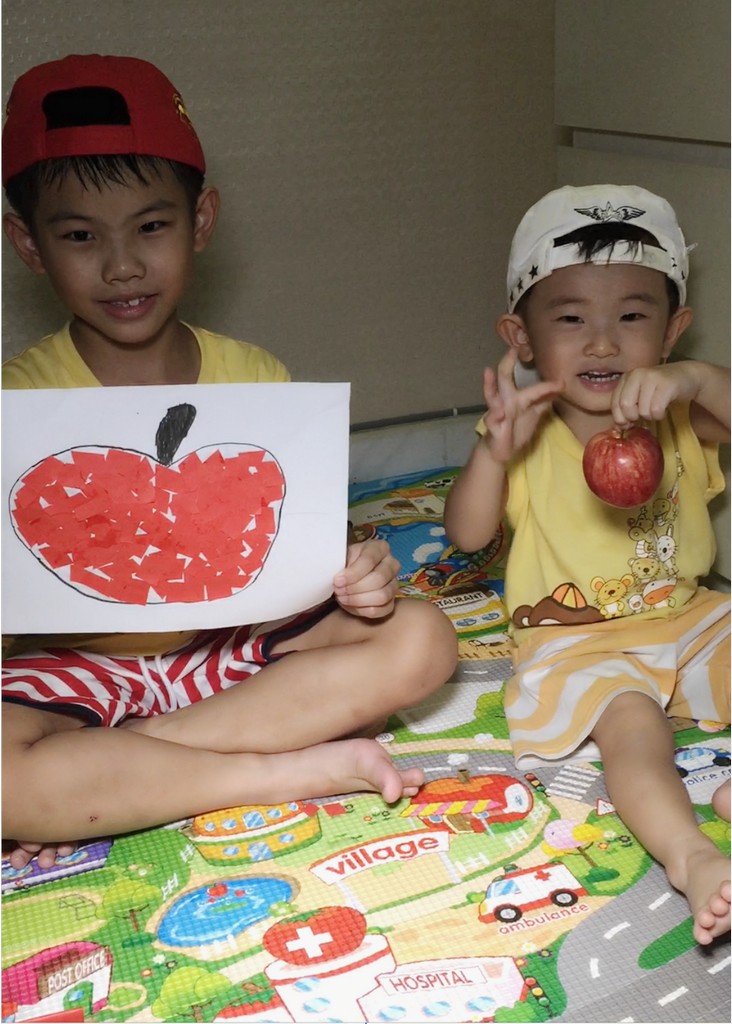 Torn paper apple art for toddlers 3