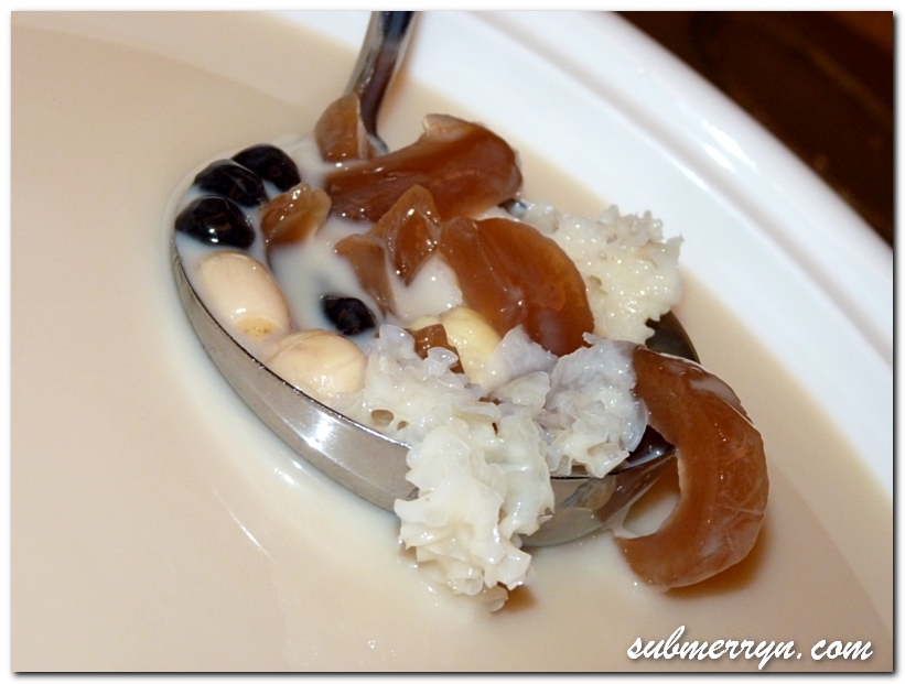 Chilled Soy Bean with Sea Coconut, Lotus Seed and Black Pearl
