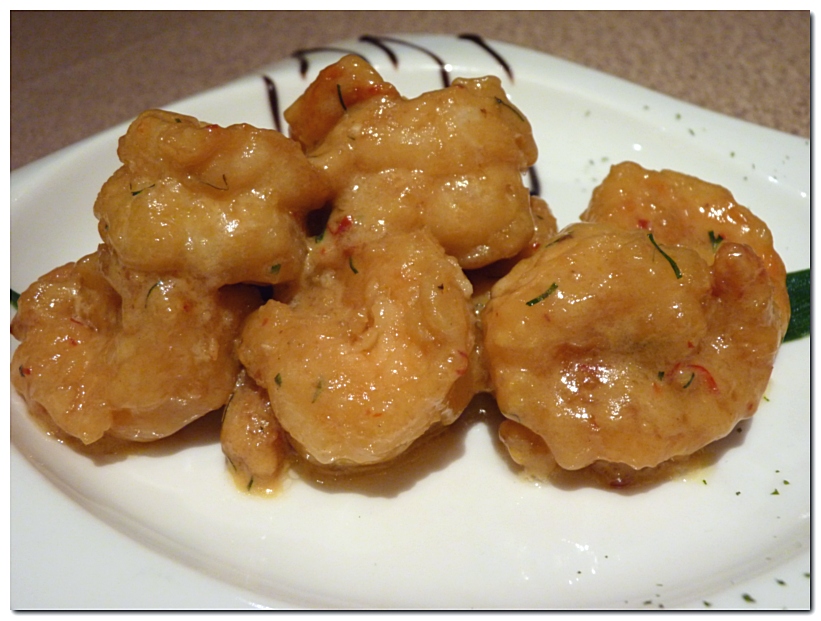 wok fried peeled prawn with homemade butter sauce