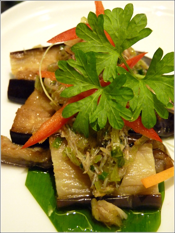 Grilled Eggplant with Crab meat