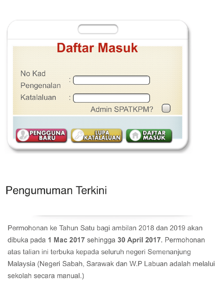 Semak Penempatan Tahun 1 2019 Https Public Moe Gov My Omaq Org
